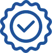 A blue check mark inside a blue circular badge with scalloped edges represents the trusted quality of Patriot Appliance Repair & HVAC in Austin, Texas.