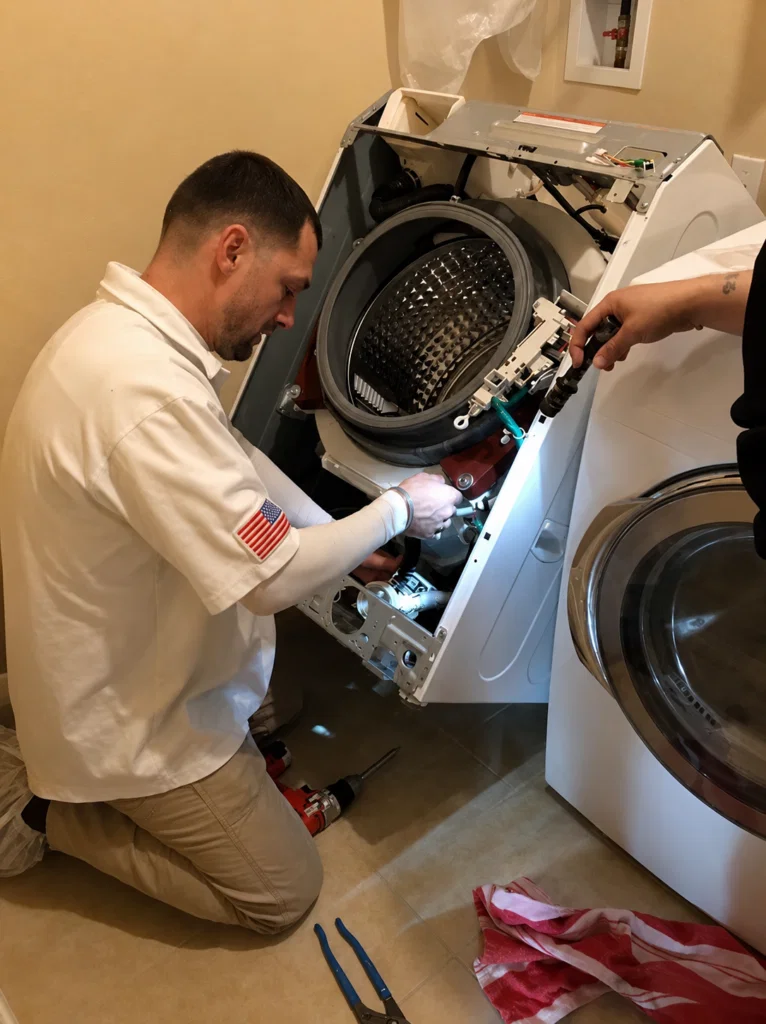Patriot Appliance & Air Conditioning Repair Service technician performing HVAC installation in Leander Texas home