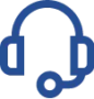 Icon of a blue headset with a microphone, perfect for Texas-based repair services.