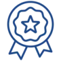 A blue star award icon on a black background in Austin.