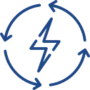 A blue lightning bolt in a circle indicating 24/7 appliance repair service.